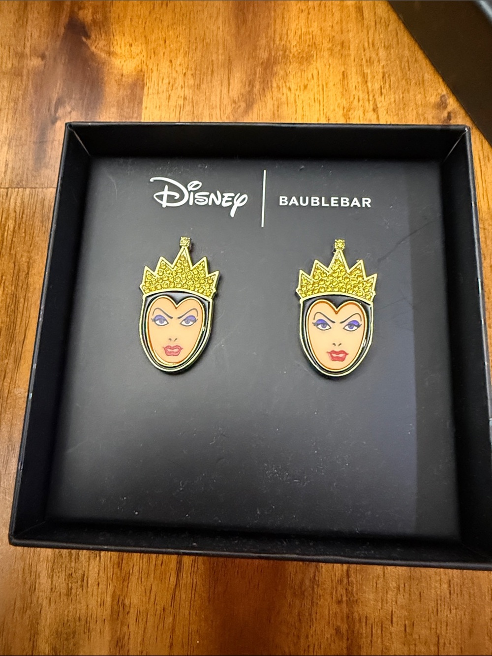 BaubleBar Disney Evil Queen Face Stud Earrings - Gold, Cream, Purple